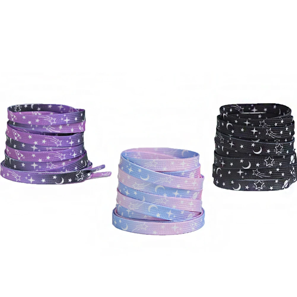 

Шнурки со звездами, плоские градиентные шнурки для обуви, радужные шнурки для обуви, эластичные шнурки, небесно-голубые шнурки для обуви