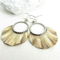 new leaf two color earrings european and american fashion exaggerated temperament earrings metal punk earrings