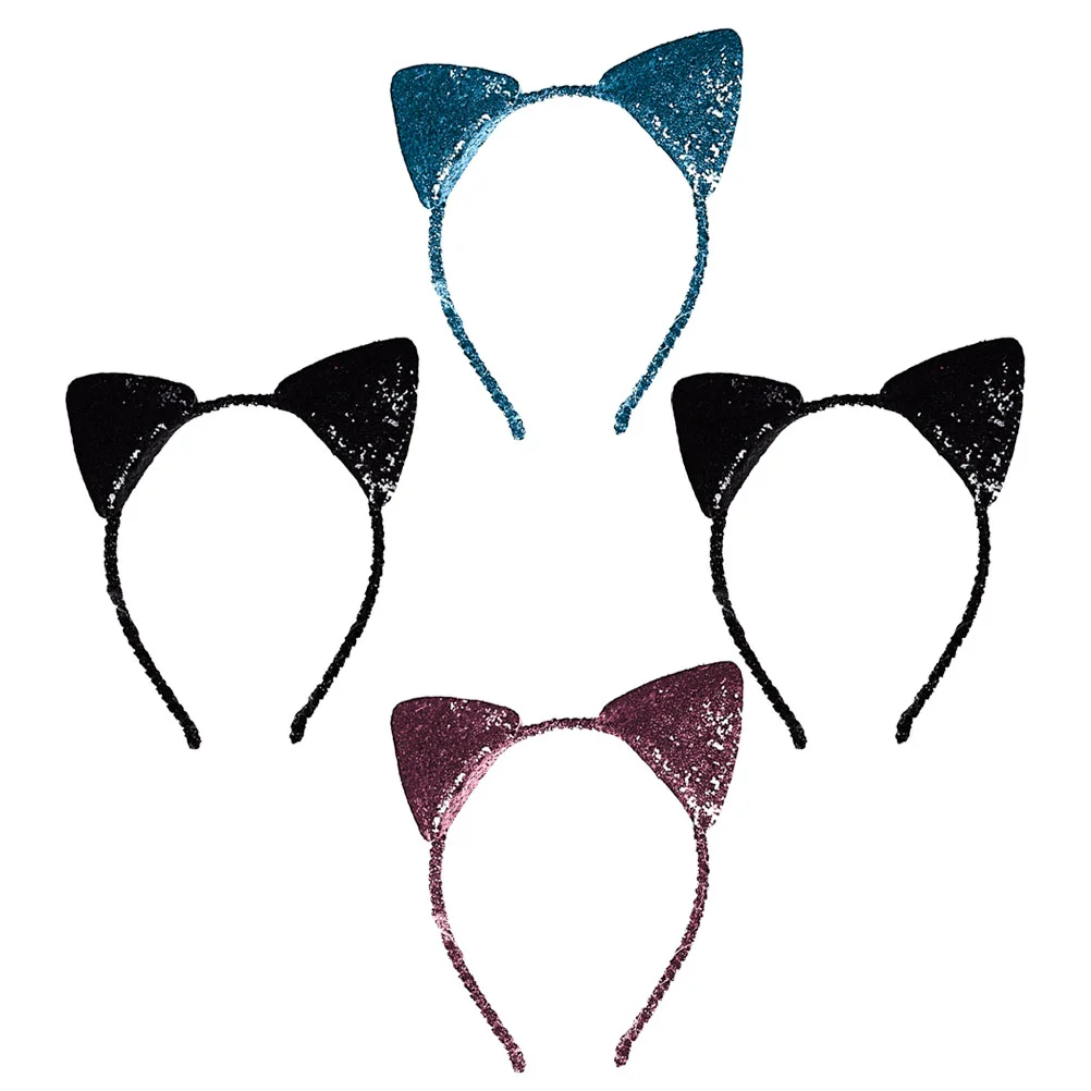 

Повязка на голову с кошачьими ушками, ободок с блестками, аксессуары в виде животных, сувениры для котят, головной убор для вечеринки, блестя...