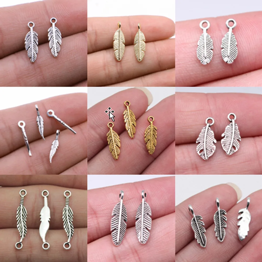 

Фурнитура для ювелирных изделий, подвески в виде перьев для браслетов, подвеска