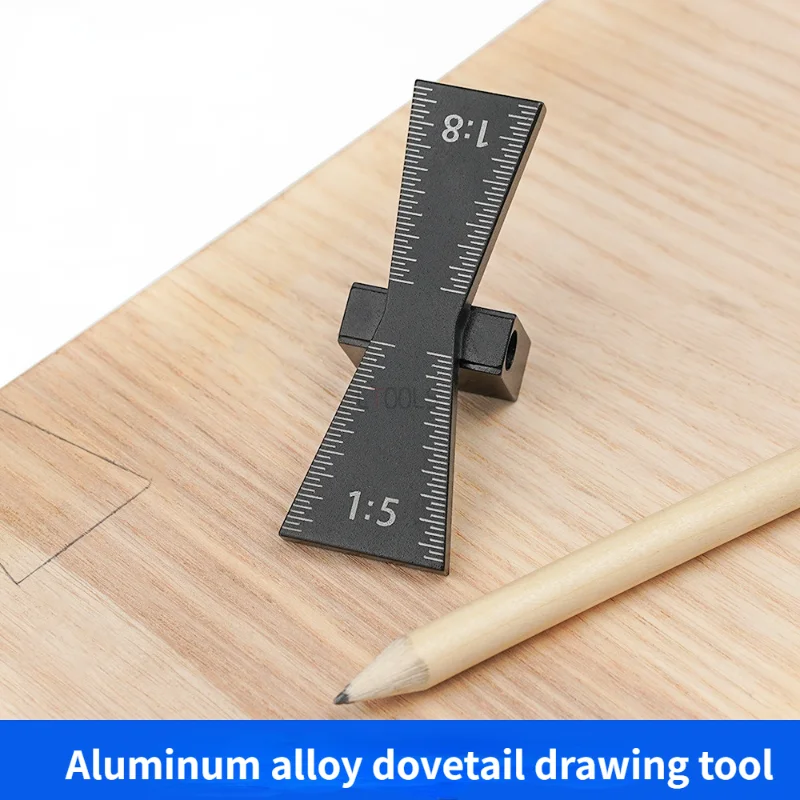 

Woodworking Dovetail Marking Aluminum Alloy Dovetail Marking Template Integrated Material Scriber with Scale Dovetail Guide Tool