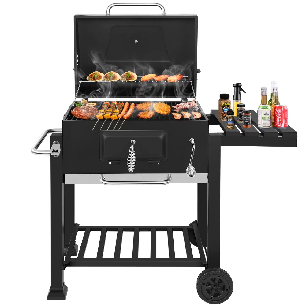 

AEDILYS 25 inch Charcoal Grill, with Side Tables barbecue grill bbq grill outdoor charcoal grill