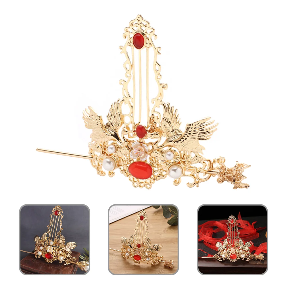 

Hair Crown Stick Pin Metal Clip Accessories Women Chinese Coronet Alloy Miss Barrettes
