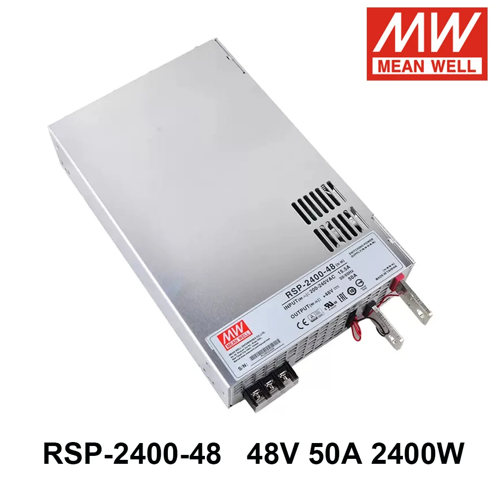 

MEAN WELL RSP-2400-48 110V/220V AC To DC 48V 50A 2400W High Power PFC Switching Power Supply in Parallel Meanwell LED Driver