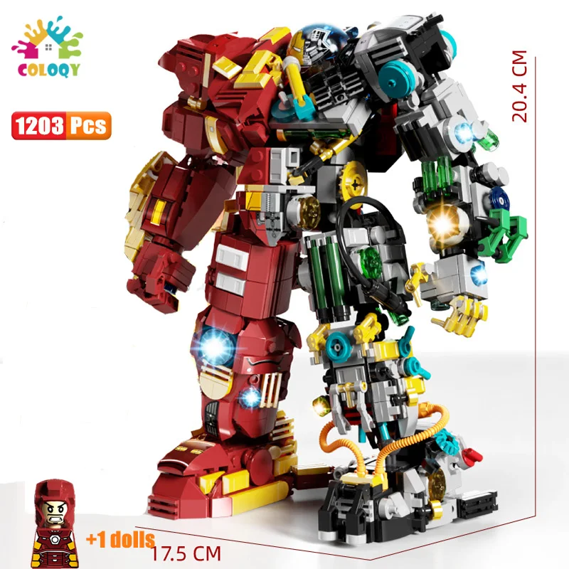 

Disney 1203pcs Iron Heroes Transformers Building Blocks Mech Man Action Figures Assemble DIY Bricks Toys For Kids Birthday Gifts