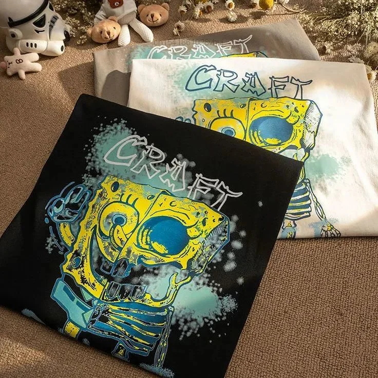 Футболка хлопковая с коротким рукавом брендовая свободная Эстетическая рубашка