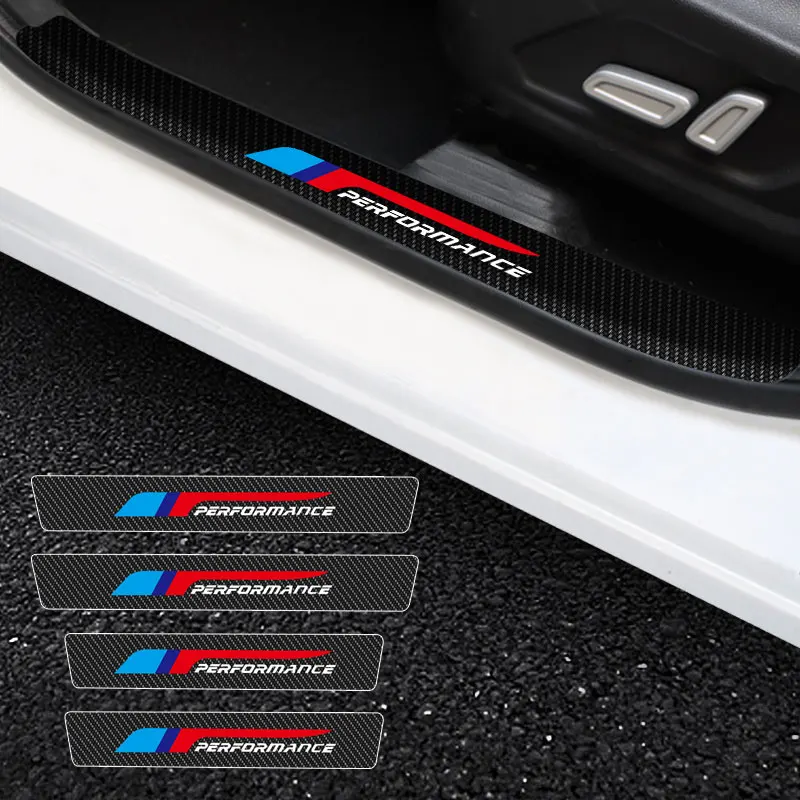 

4X Car Stickers Anti Scratch For BMW Performance X4 Logo Door Sill Protector ​Car Threshold Protection Carbon Fiber Car Stylin