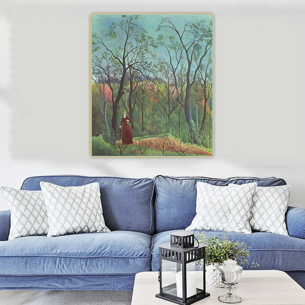 Цитон Анри Руссо 《Ход в лесу》Холст Картина маслом Плакат Настенный фон Декор