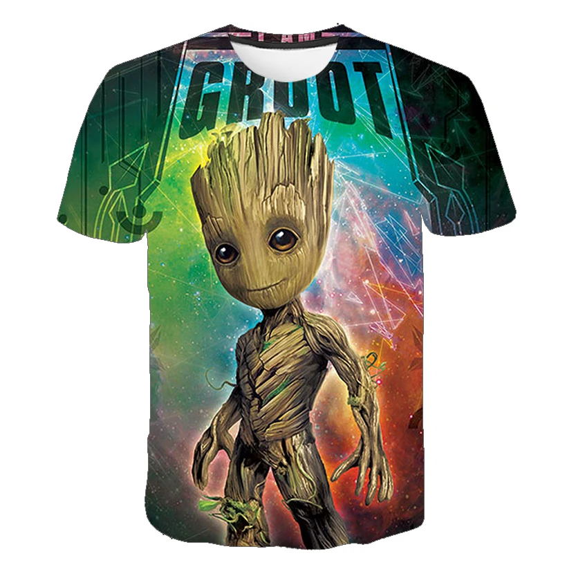 

Disney Marvel Kids Summer T-shirt Boy 3D Rocket Raccoon Groot Hulk Printed Short sleeve T-shirt Children Fashion Movie Tops 4-14