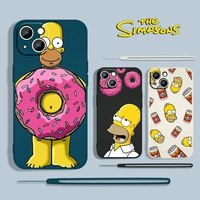 the family simpsons for apple iphone 13 12 mini 11 pro xs max xr x 8 7 6s se plus liquid rope silicone phone case coque cover