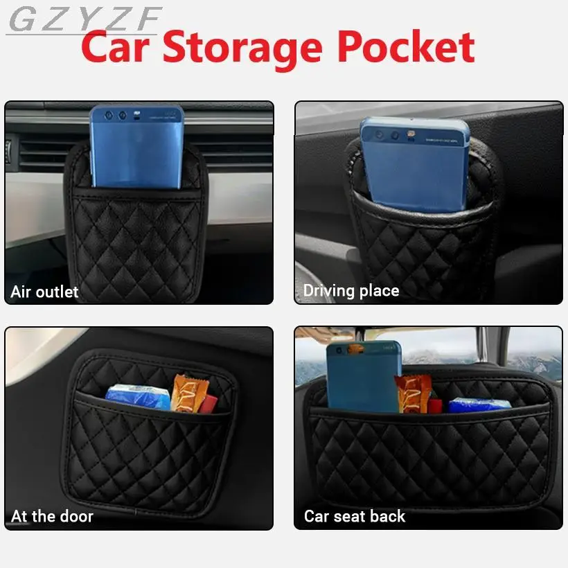 Universal PU Leather Car Storage Pocket Seat Back Door Center Console Organizer for Small Stuff Bag All Vehicles |