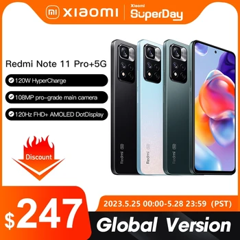 הגלובלי גרסת Xiaomi Redmi הערה 11 פרו + 5G בתוספת Smartphone 120W HyperCharge Dimensity 920 120Hz AMOLED 108MP