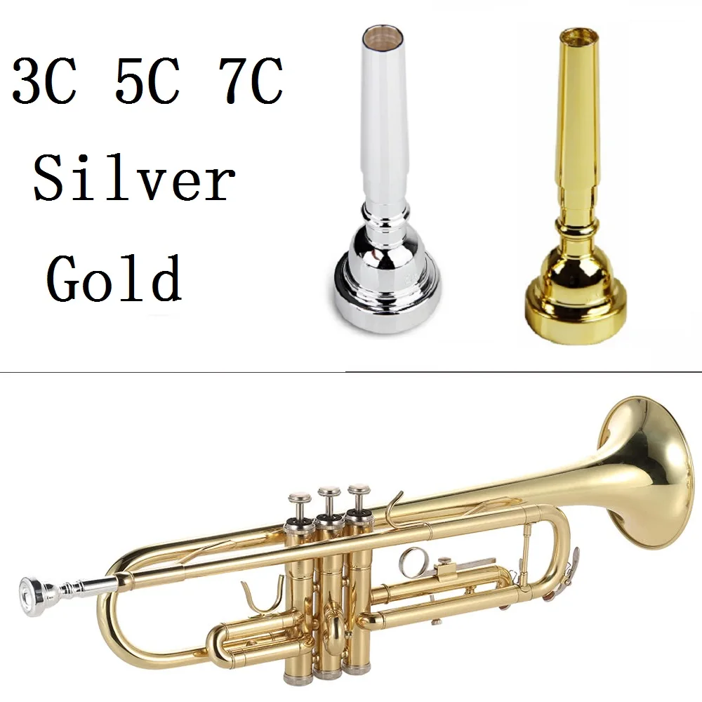 

Excellent Professional 3C/5C/7C Size Mega Rich Tone Bullet Shape Trumpet Mouthpiece Gold Silver Copper Alloy