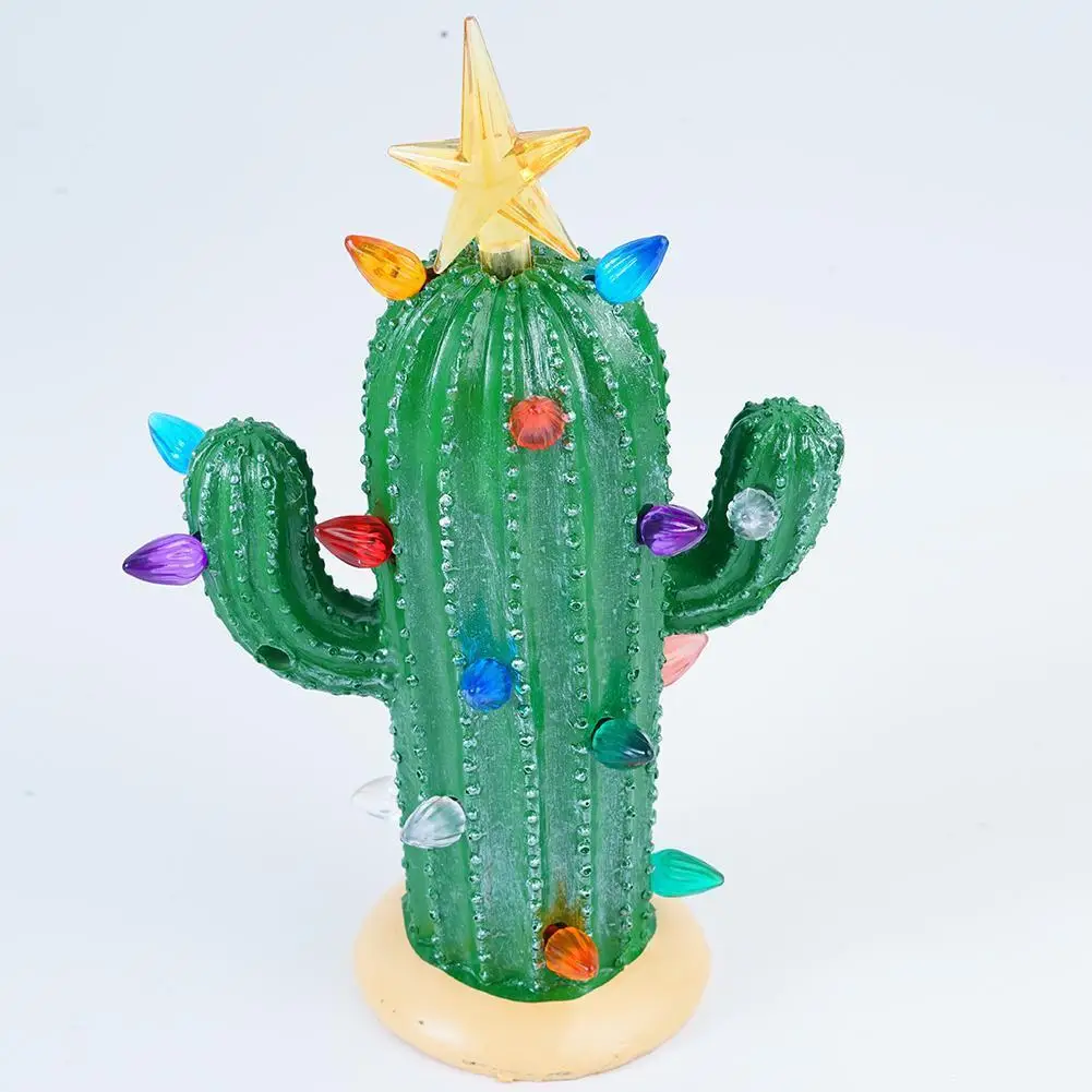 

Best Vintage Cactus Night Light Resin Cactus Tree Modern Vintage LED Christmas Tree Cactus For Xmas Home Tabletop Decor