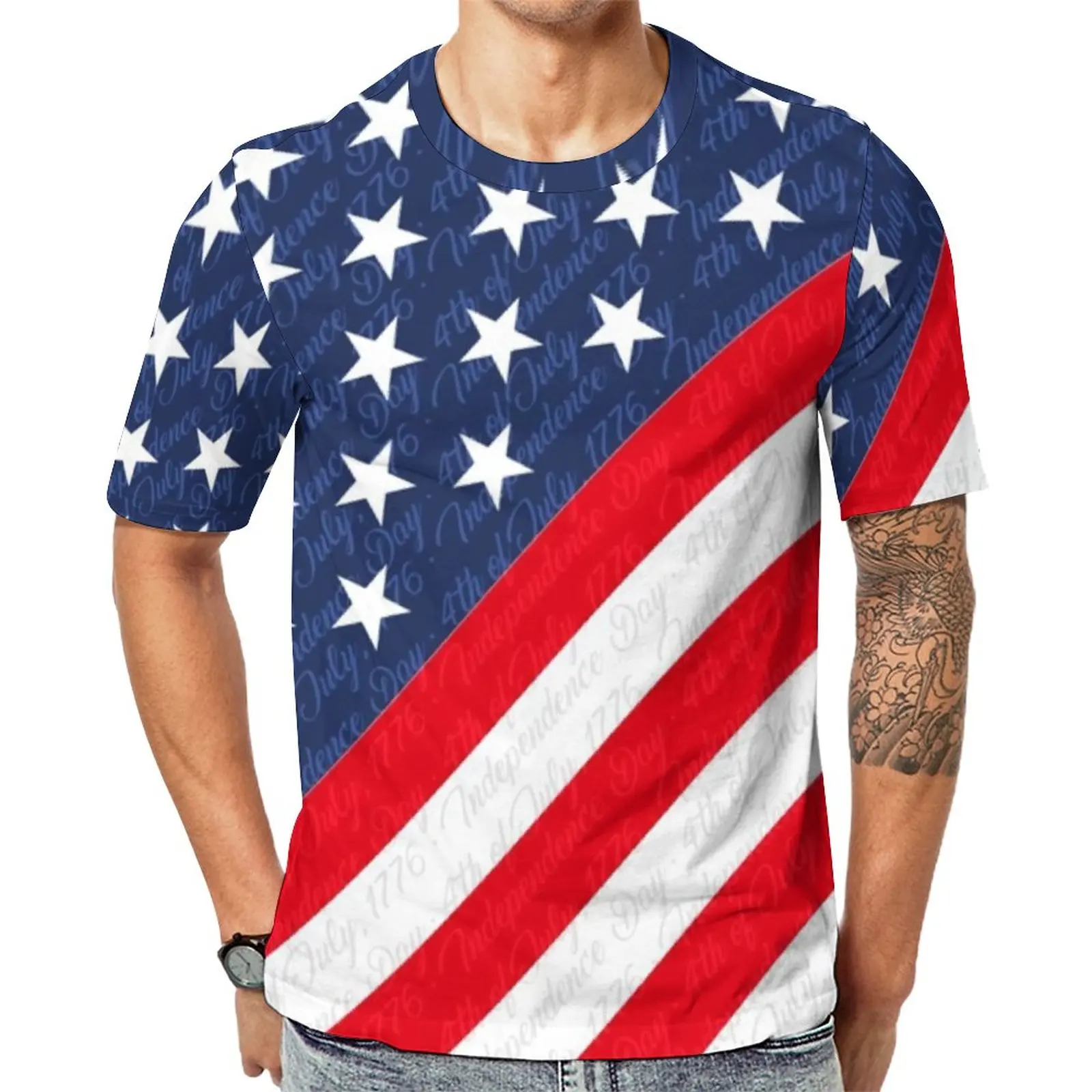 

Футболка с флагом США, популярная футболка на День независимости 4 июля, топы с коротким рукавом и принтом, дешевая пляжная Эстетическая Оде...