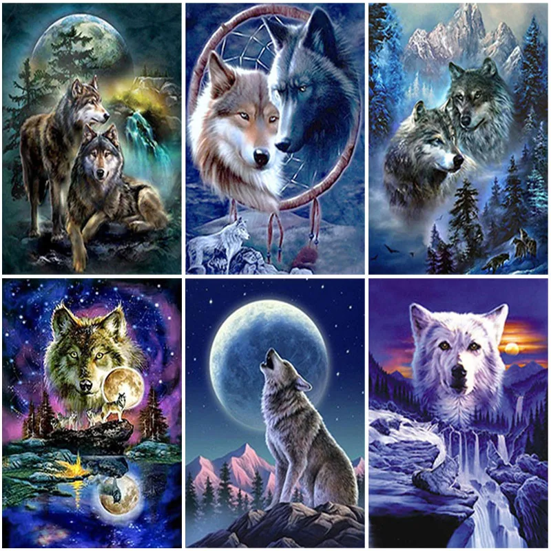 

DIY Wolf 5D Diamond Painting Full Round Drill Rhinestone Animal Diamond Embroidery Mosaic Cross Stitch Home Decor Wall Art