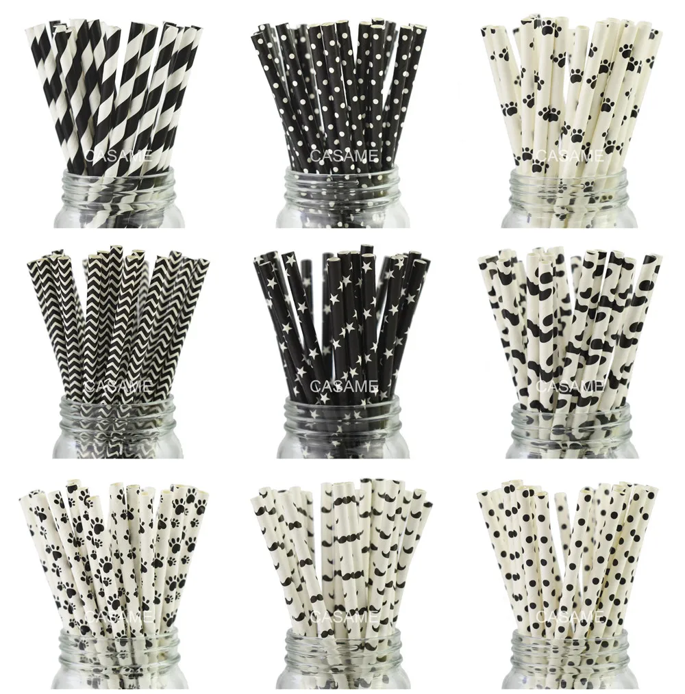 Бумажные соломинки с принтом собачьи лапы |