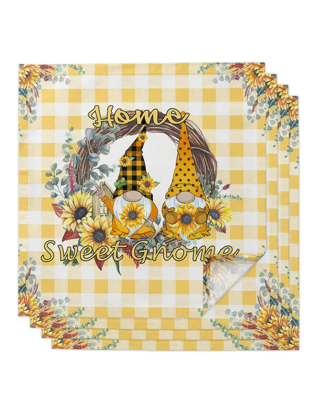 

Домашний милый Gnome решетчатый Подсолнух столовый Фит носовой платок обеденные салфетки для свадьбы