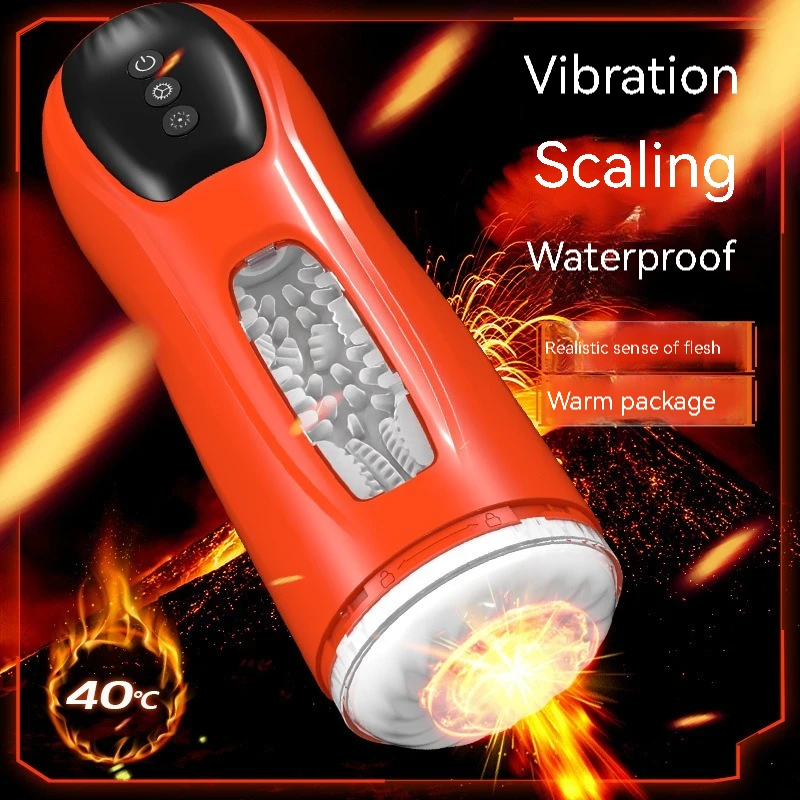 

Fiery Aircraft Cup Men's Multi-frequency Strong Shock Variable Speed Telescopic Deep Waterproof Heating Masturbation Sex Toys