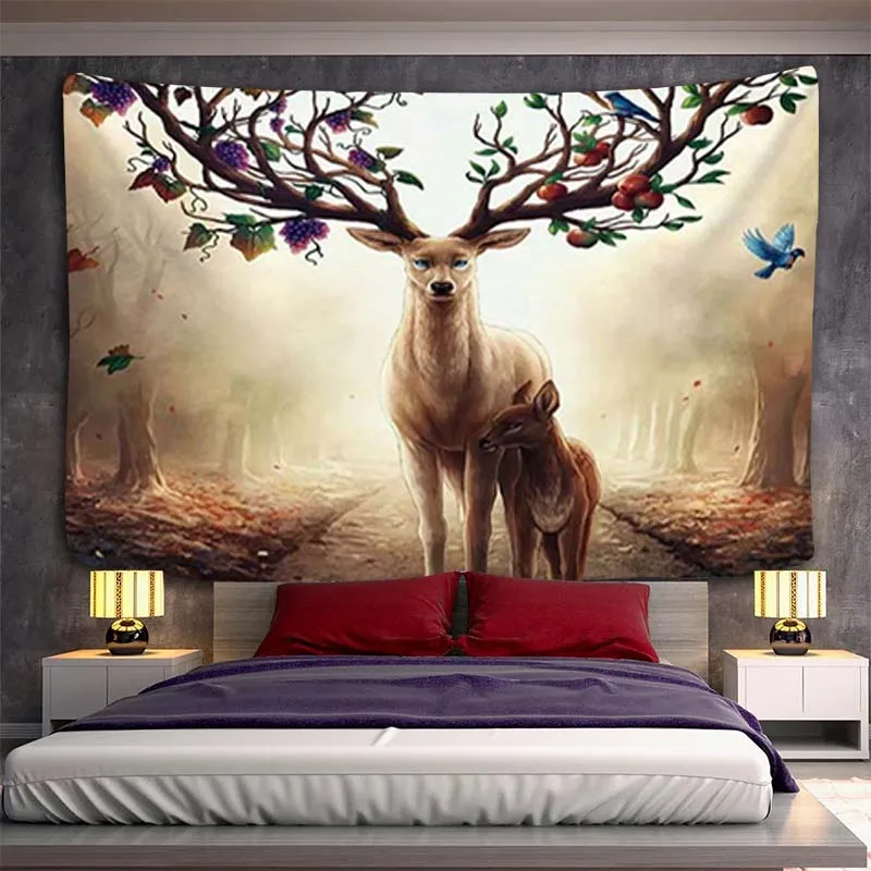 

Background cloth inset style Nordic deer hanging cloth room renovation bedside decorative wall cloth