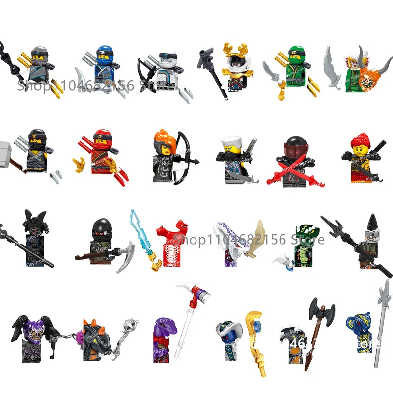Фото A001 A032 Аниме Мультфильм ТВ Кирпичи Куклы Ниндзя Игрушка Skylor Jay Zane Lloyd Garmadon Kai Nya Строительные блоки Сборка игрушек Подарки №1