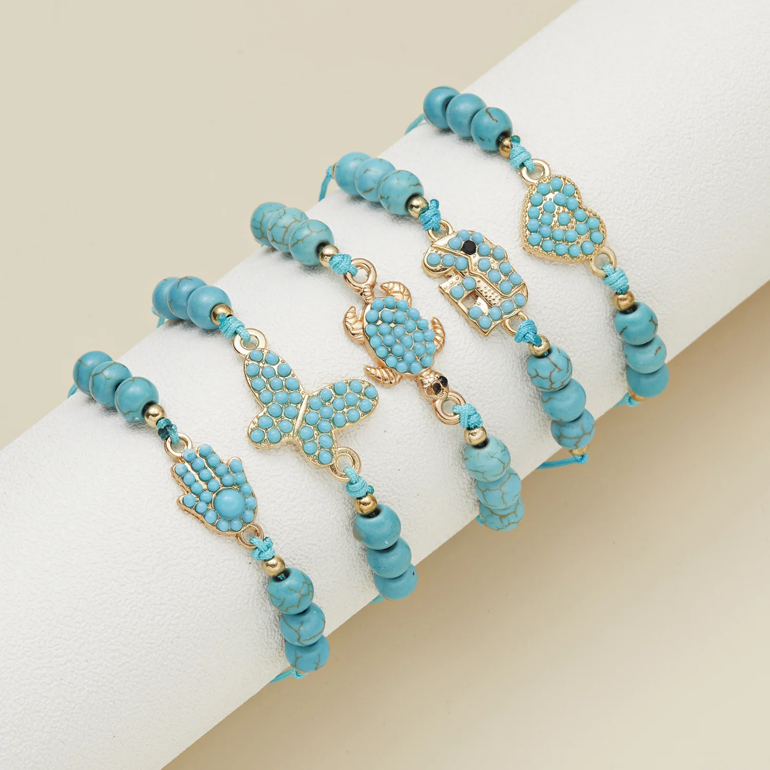 

Boho Beads Rope Heart Elephant Bracelet for Women Kids Handmade Woven Turtle Butterfly Palm Charm Jewelry Party Couple Gifts
