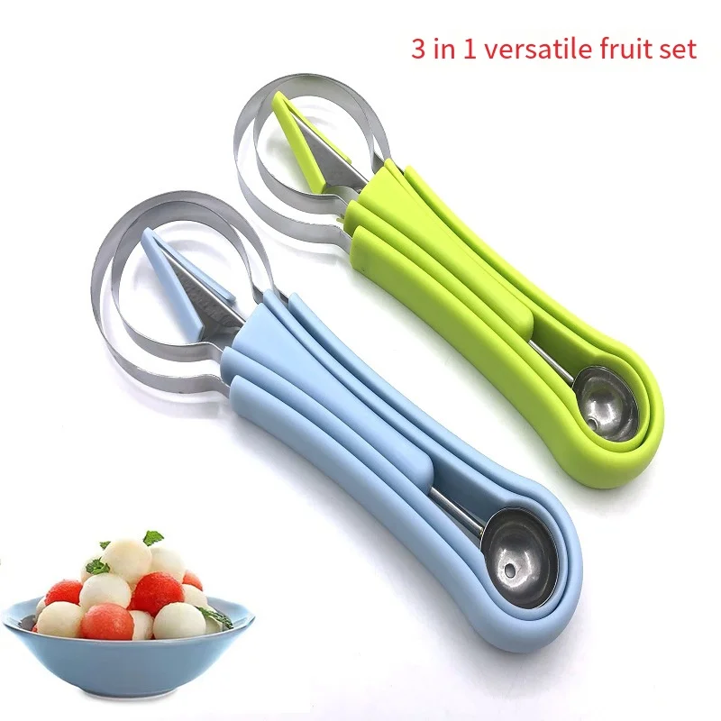 Нож для резьбы по фруктам из нержавеющей стали 3 в 1 инструмент фруктовых тарелок