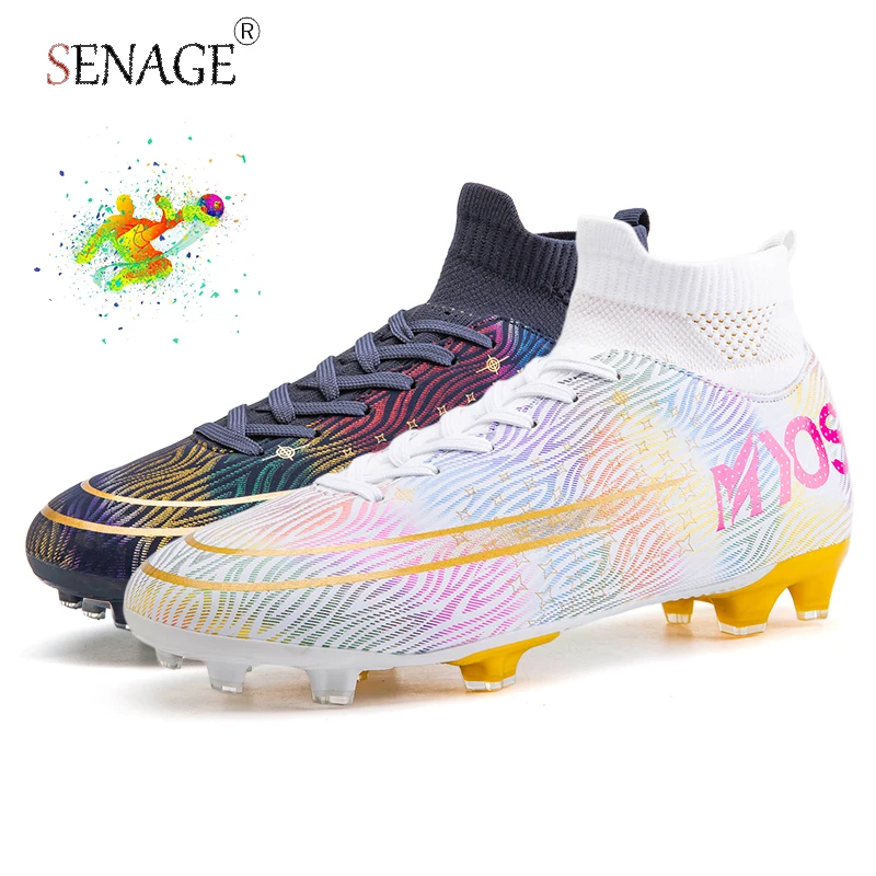 

SENAGE High Quality Men's Soccer Shoes TF/FG High Ankle Breathable Football Shoes Outdoor Professional Training Football Boots