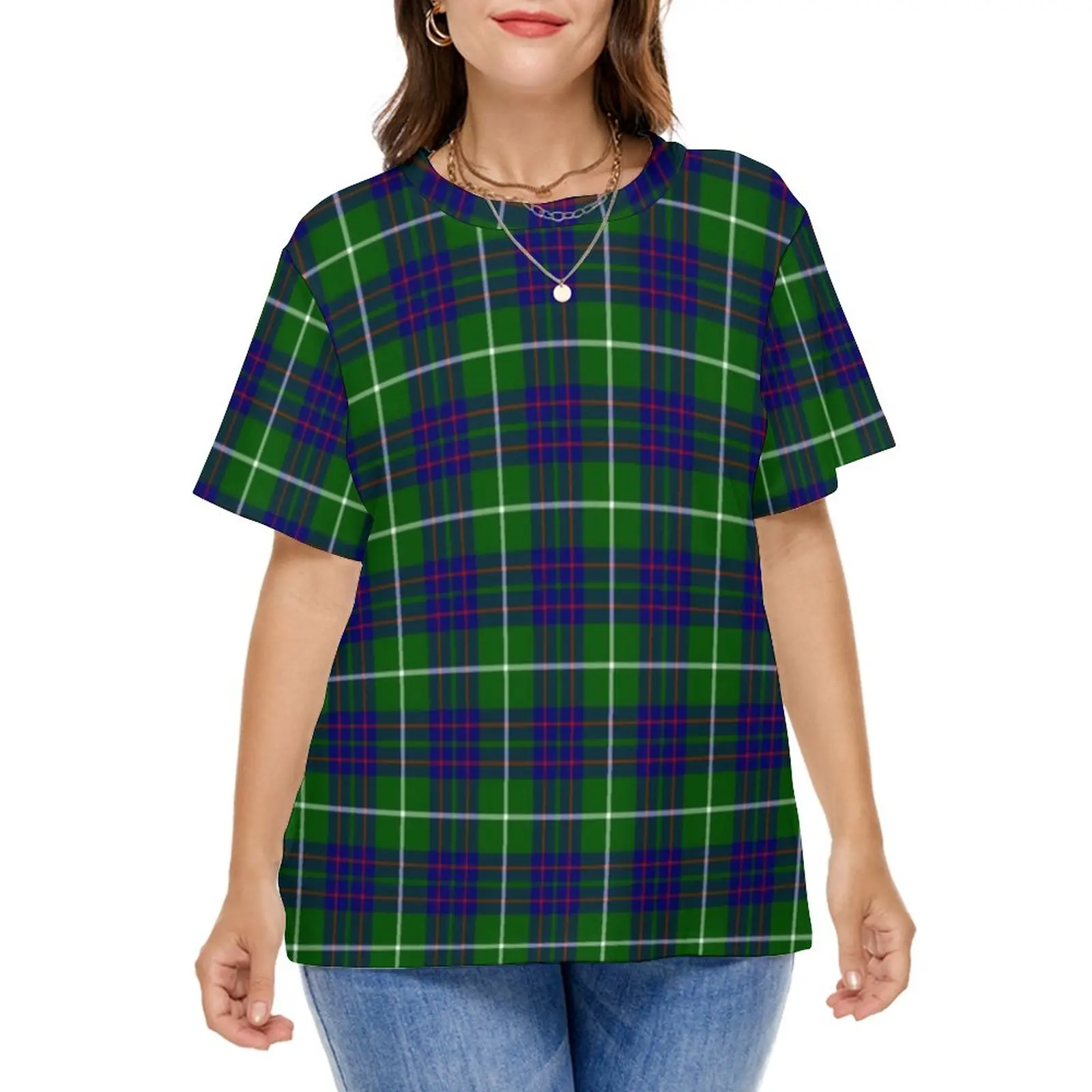 Retro Plaid Print T Shirts Clan MacIntyre Tartan Casual T-Shirt Short-Sleeve Funny Tee Shirt Graphic Top Tees Plus Size 5XL 6XL