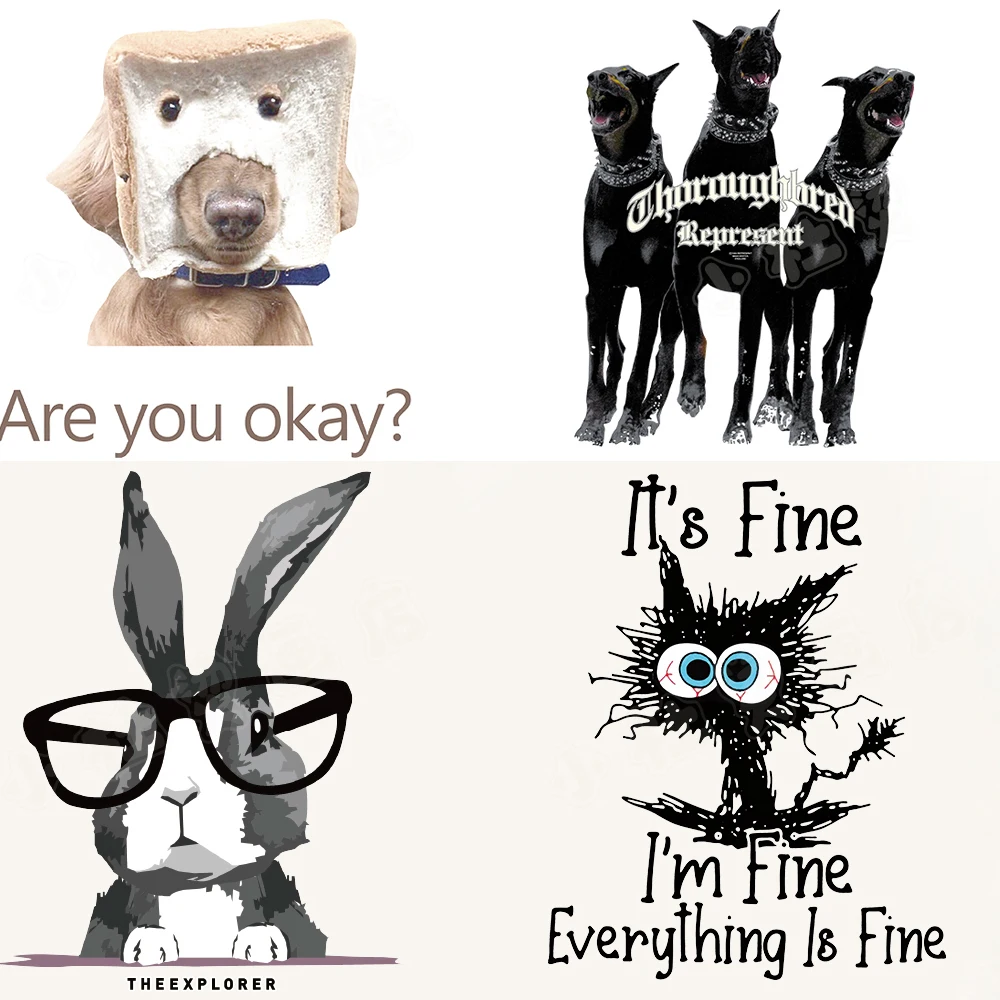 

Cute Cartoon Animal Heat Transfer Thermal Stickers Patches For Clothes DIY Washable T-Shirts Iron On Transfer