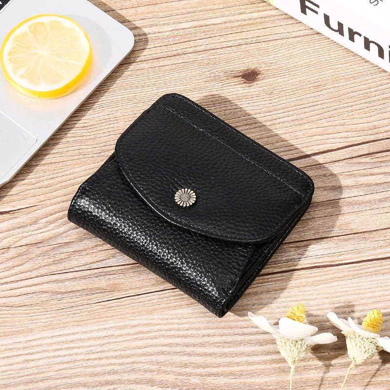 Wallet Women's Short 2023 New RFID Anti-Theft Brush Credit Card Holder Hasp Coin Purses Genuine Leather Wallets women Money Bags