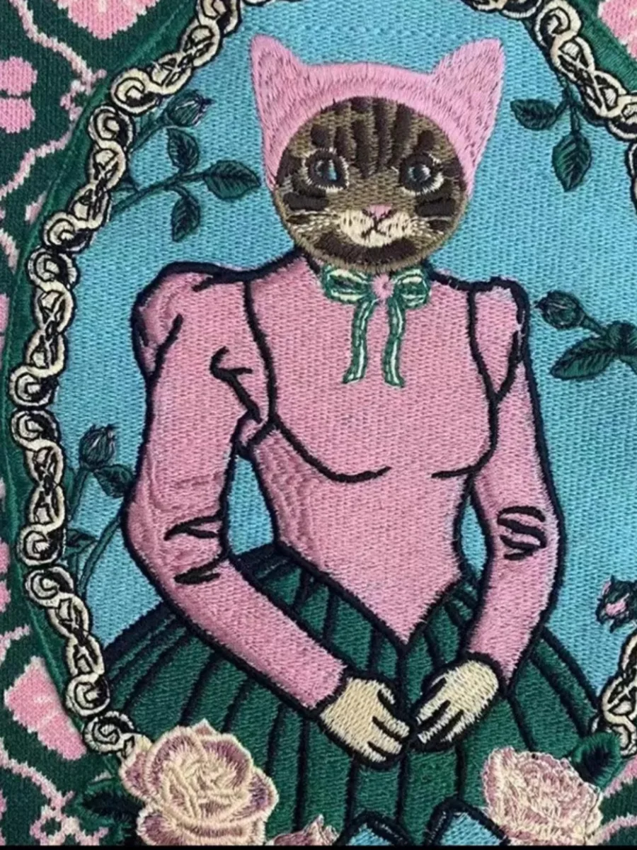 Осенний женский вязаный свитер в европейском стиле с мультяшным узором модные