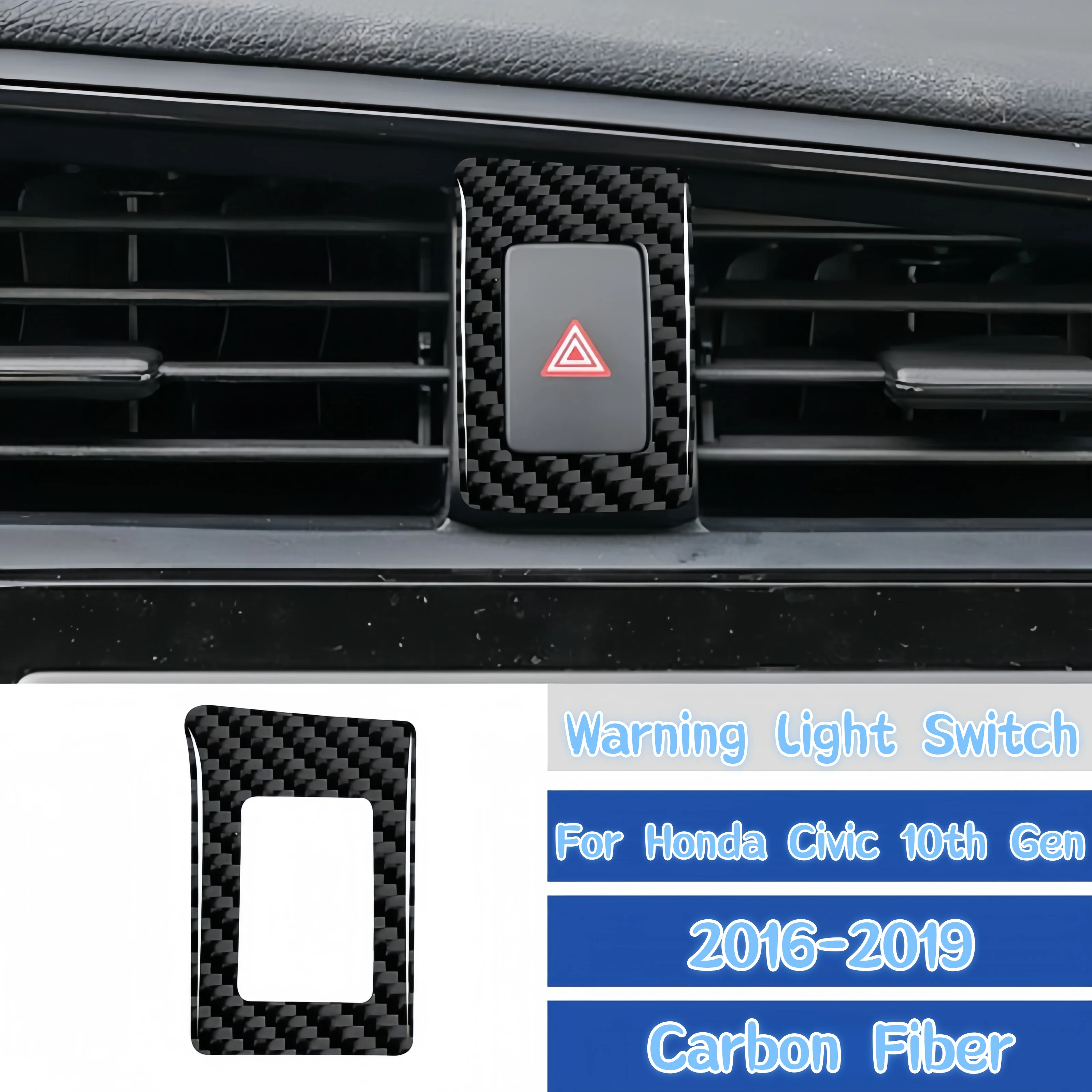 Фото Для Honda Civic 10-го поколения 2016-2019, автомобильная двойная вспышка из углеродного волокна, декоративная крышка, предупреждающий переключатель, накладка, наклейка, аксессуары №1