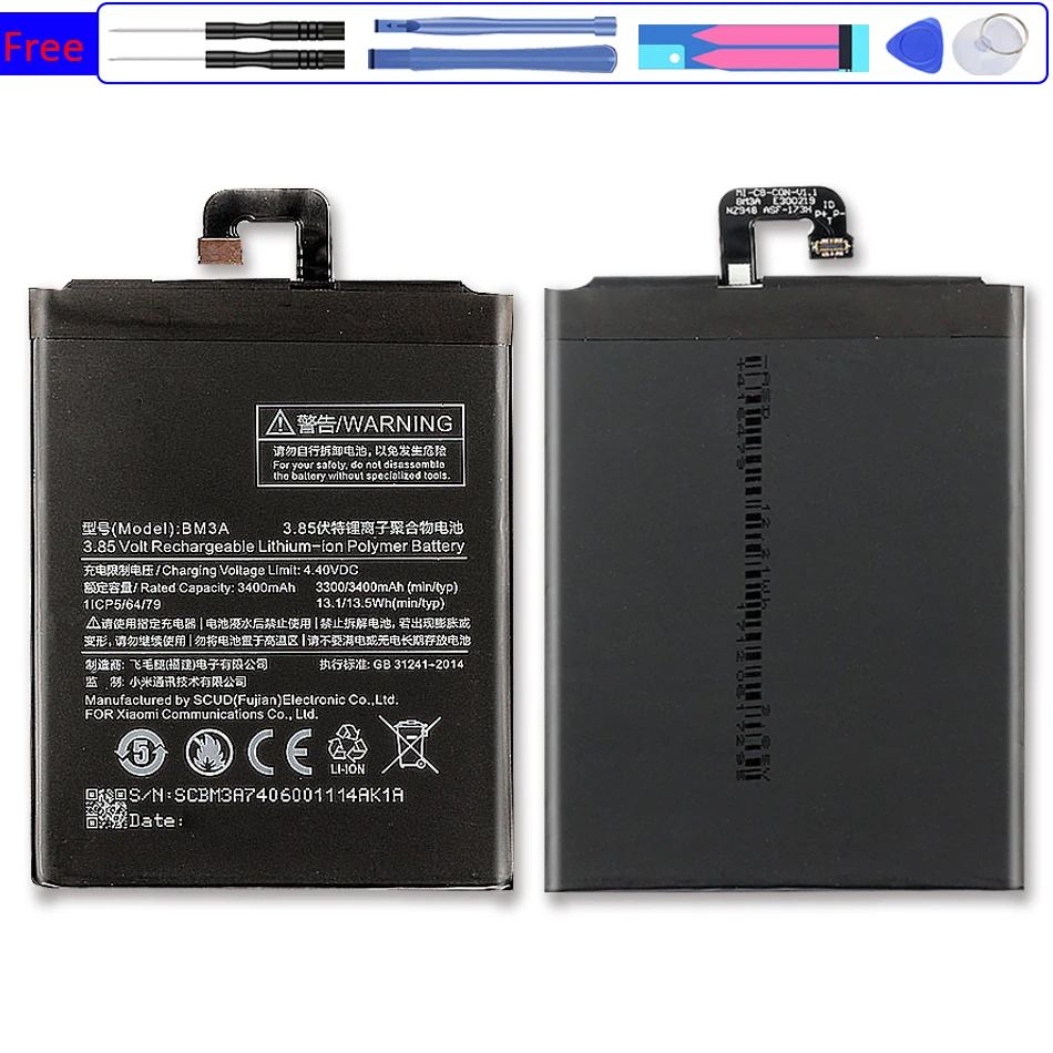 

Аккумулятор BM3A для телефона Xiao Mi, Сменный аккумулятор для Xiaomi Mi Note 3 Note3, 3300 мАч, батареи для телефона большой емкости
