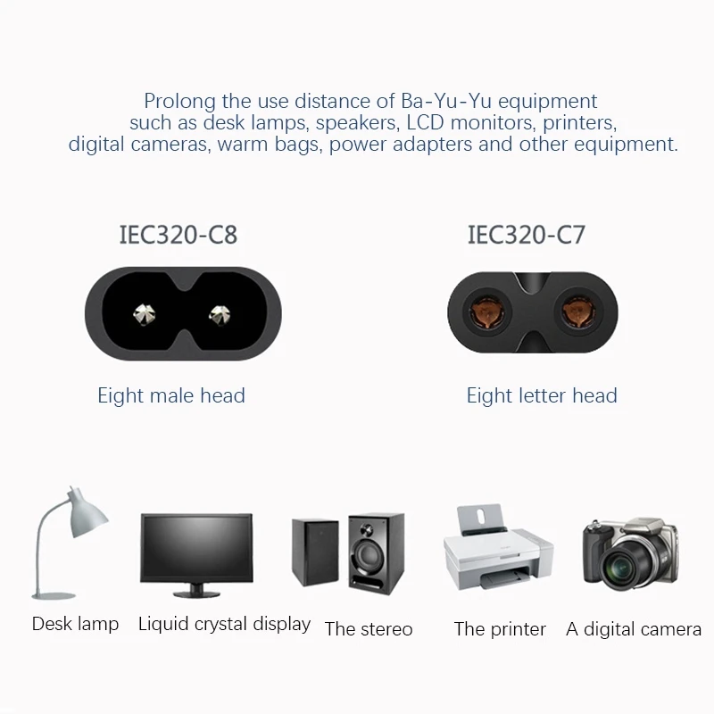 IEC 320 2-контактный разъем C7 мама на C8 папа Рисунок 8 Удлинительный кабель адаптера