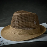 straw hat mens sun hat summer outdoor travel sun hat mesh comfortable breathable crimped panama hat