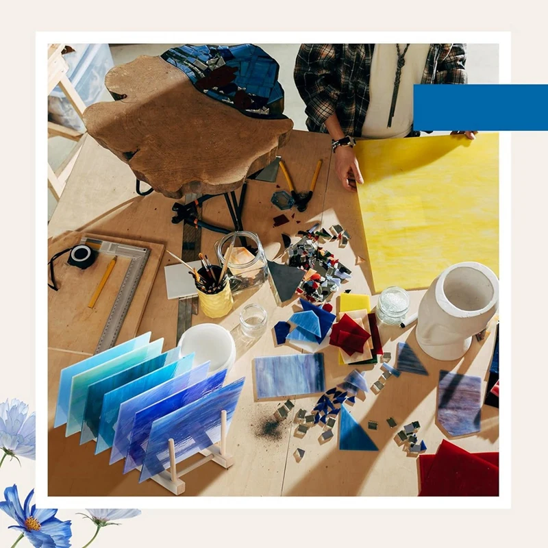 Стеклянный ящик для хранения из 4 предметов бамбуковая подставка посуды цветных