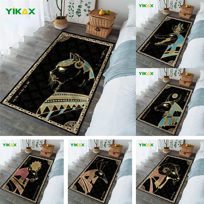 

Egyptian God Themed Carpet Living Room Bedroom Bedside Large Area Rug Home Decor Non-slip Doormat Hallway Bathroom Floor Mats