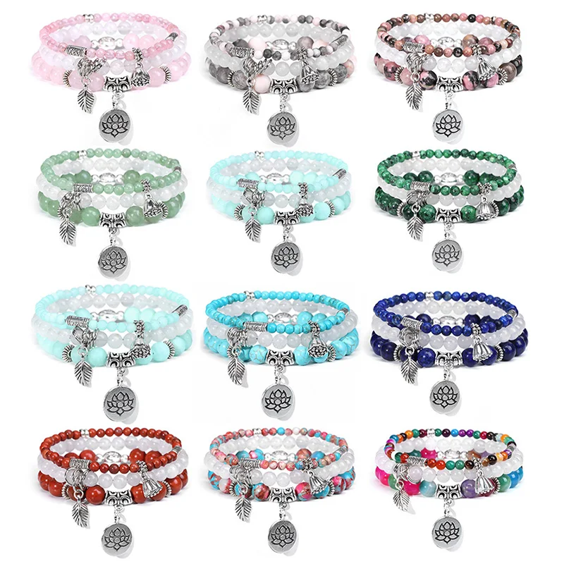 3 шт./компл. многослойный браслет в богемном стиле браслеты с камнями и бусинами