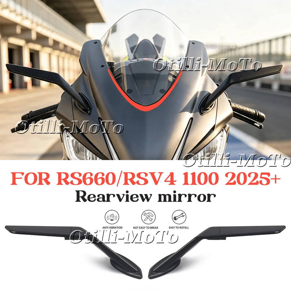 Фото Для Aprilia RS660 rs660 2026- Зеркала заднего вида Stealth Mirrors, спортивные зеркала-винглеты, регулируемые зеркала, мотоциклетные зеркала-винглеты. №1