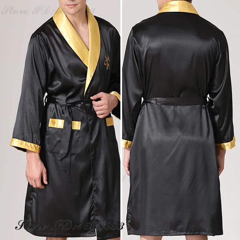 Новый мужской халат с карманом весна-лето мужская одежда для сна кимоно