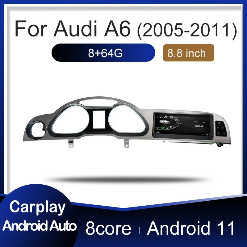 Hot sale Android 11 system 4G wifi car multimedia player GLONASS GPS navigation CarPlay for Audi A6 C6 (2005-2011 )