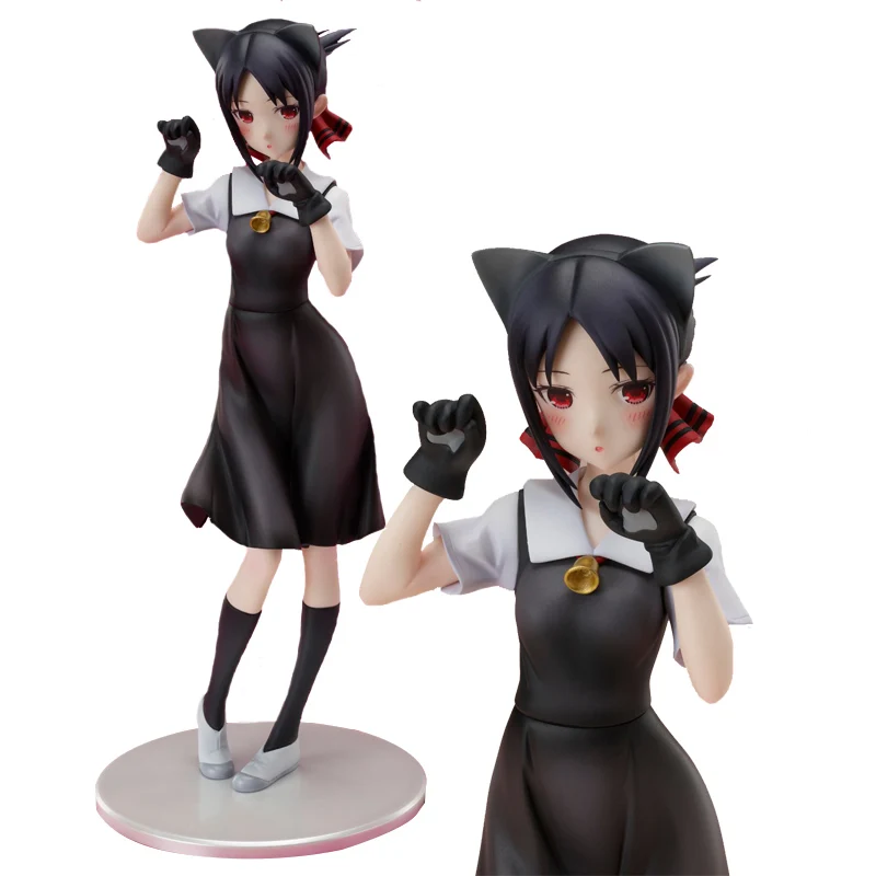 

New 22CM Anime Figure Kawaii Fujiwara Chika Shinomiya Kaguya Cute Cat Ear Standing Beautiful Girls Model Toys PVC Static Doll