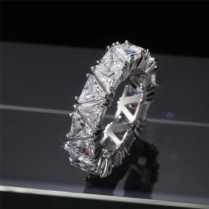 

New Luxury Wedding Band Promise Rings for Women Unique Triangle Cubic Zirconia Design Top Quality New Trendy Jewelry Dropship