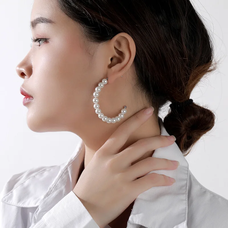 

Luxury 925 Sterling Silver Hip Hop Big Bead Stud Earrings for Women Trend High Quality Party Drop Earrings Jewelry Gift for Girl