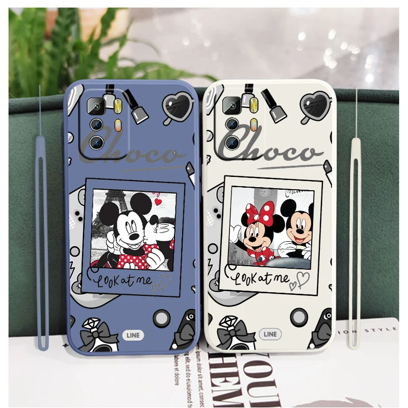 

Mickey and Minnie in love Phone Case For Xiaomi Redmi Note 11 11S 11T 10S 10 9S 9T 9 8T 8 Pro Plus 5G Liquid Rope Cover