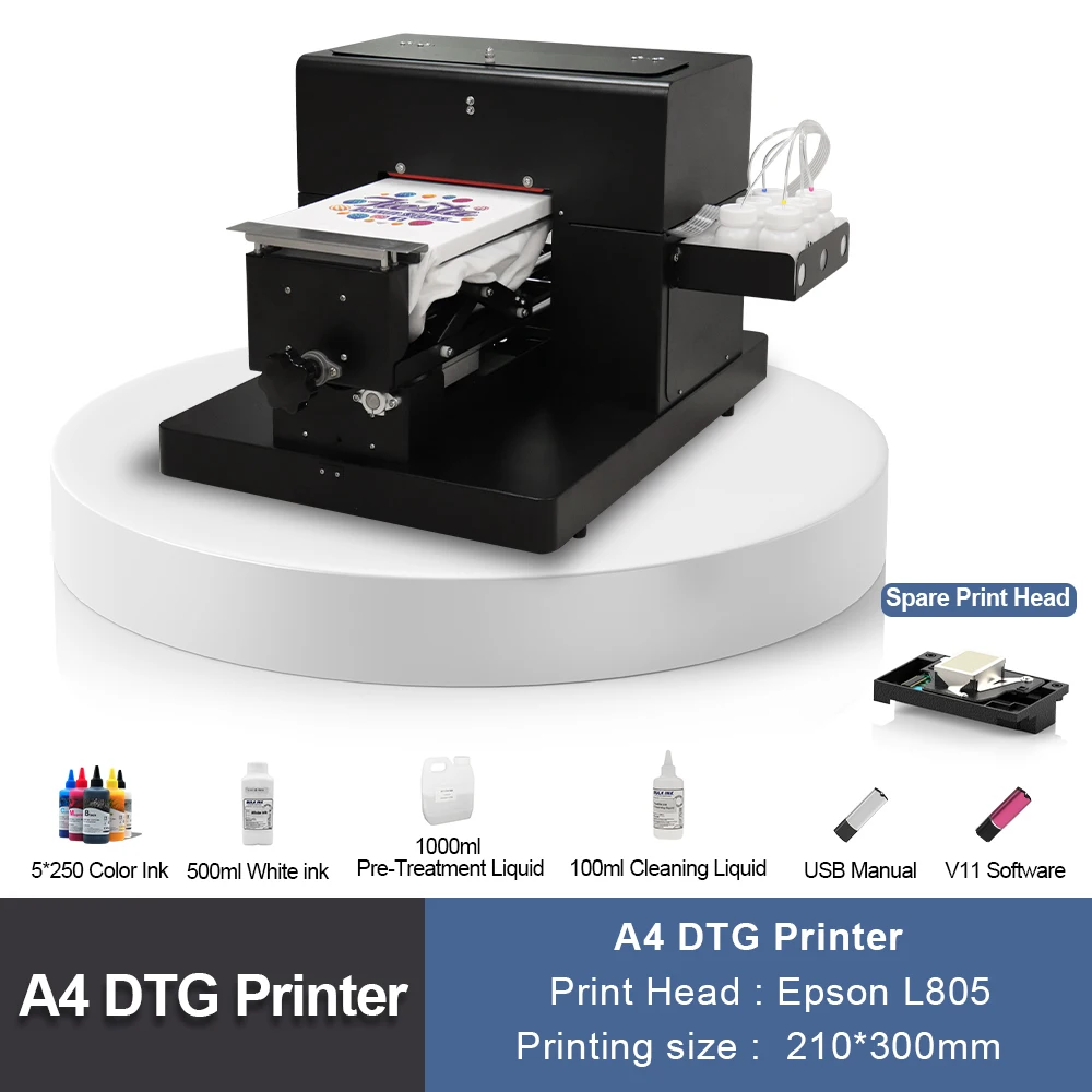 Принтер A4 DTG планшетный принтер для футболок на заказ темной и легкой одежды