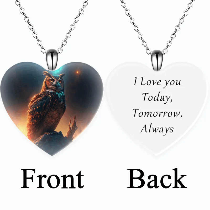 

Fashion Retro Men's and Women's Heart shaped Pendant Necklace Owl Necklace English Necklace
