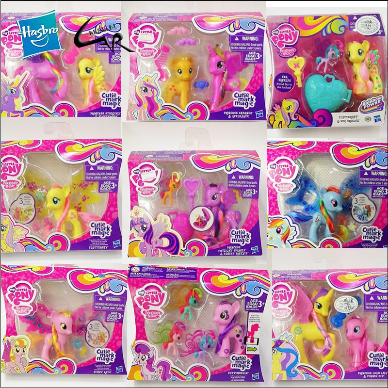 

Hasbro My Little Pony Pinkie Pie Fluttershy Anime Action Figures Cutie Mark Magic Rainbow Dash Collectible Model Kids Toys Gift