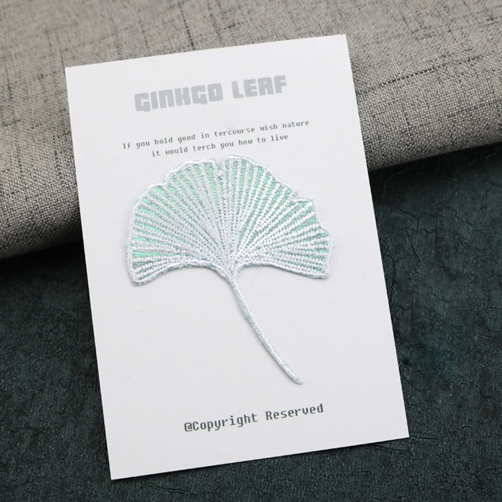 Заплата с цветком гинкго билоба для одежды вышивка своими руками нежная